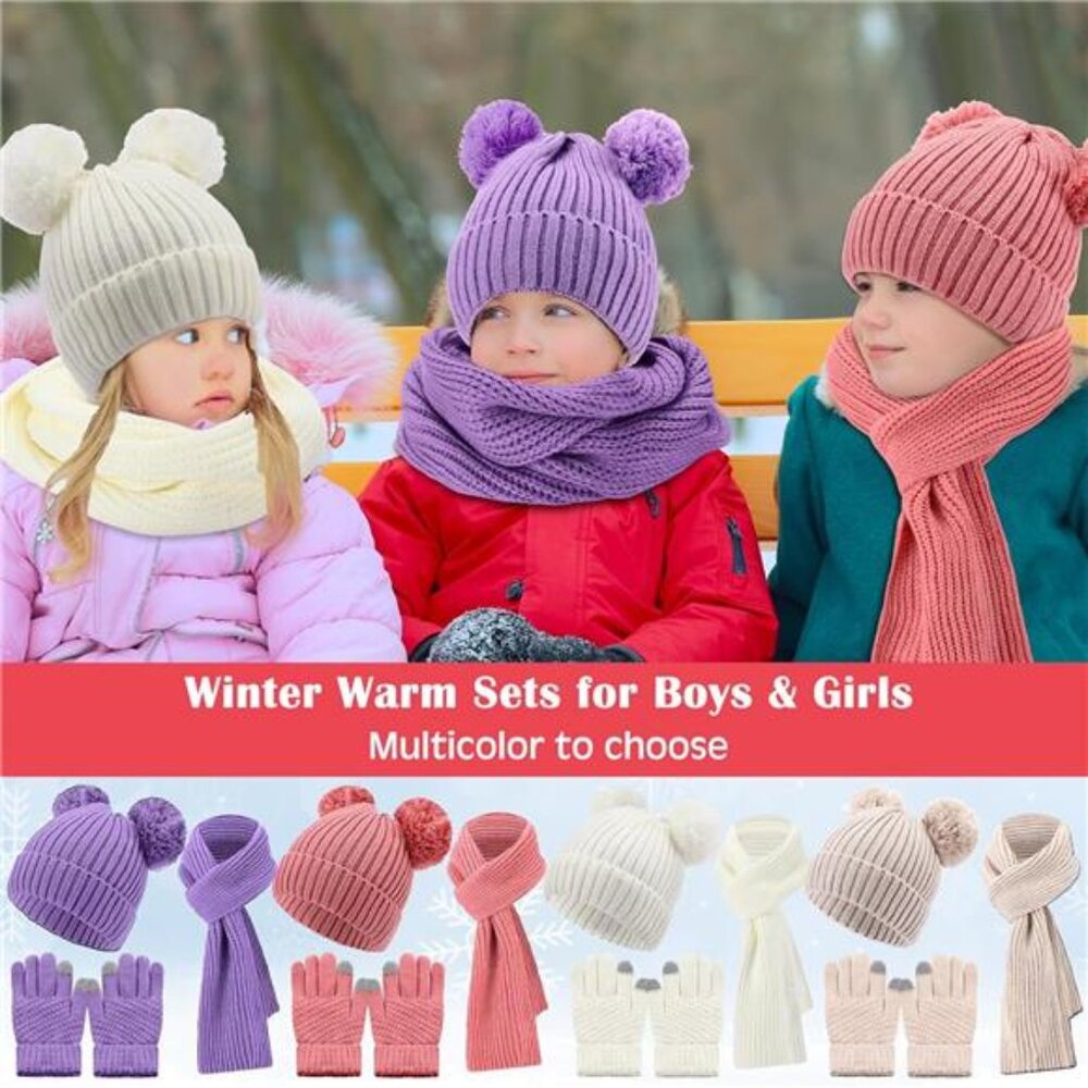 12 Pcs Kids Winter Hat Gloves Scarf Set - Picture 4 of 4